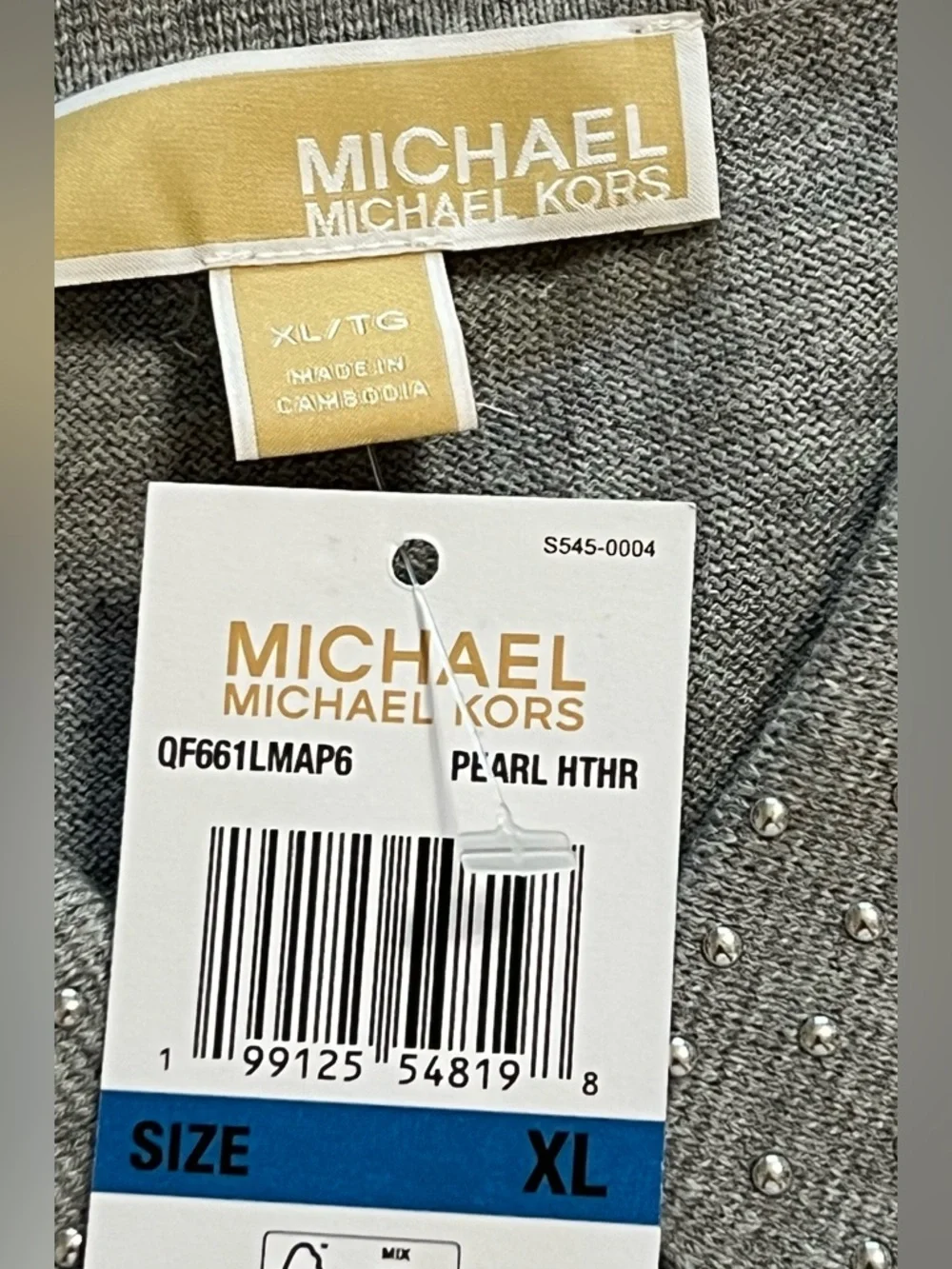Michael Kors Gray Short-Sleeve Knit Polo Sweater